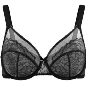 HSIA Enchant Minimizer Lace Underwire Bra 36DDD Black